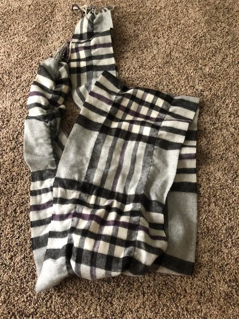 Gray And Purple Plaid Scarf - Image 2