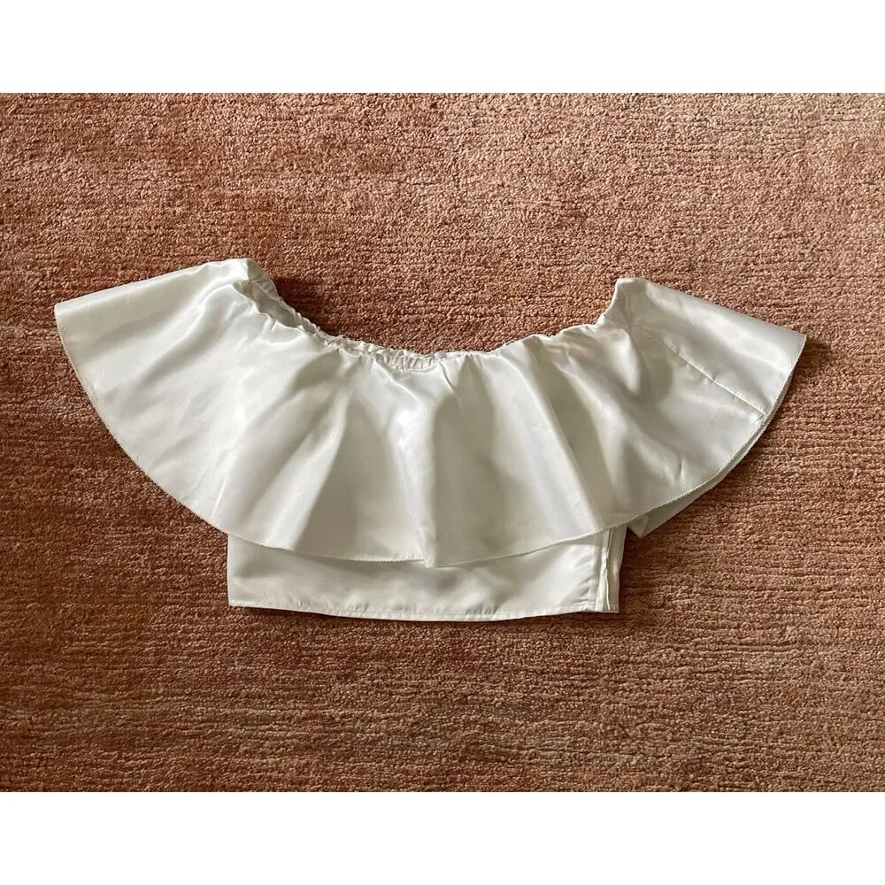 Women's Top BELLE BADGLEY MISCHKA  Off Shoulder Nance White Color Size 4/36 - Image 10