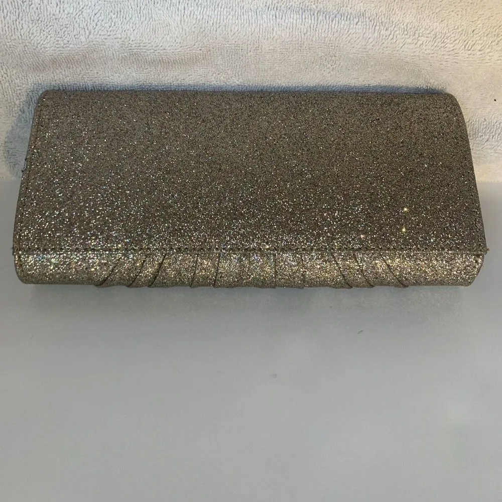 Gold Glitter Crossbody Purse Evening Bag Adjustable Strap Used Once - Image 4