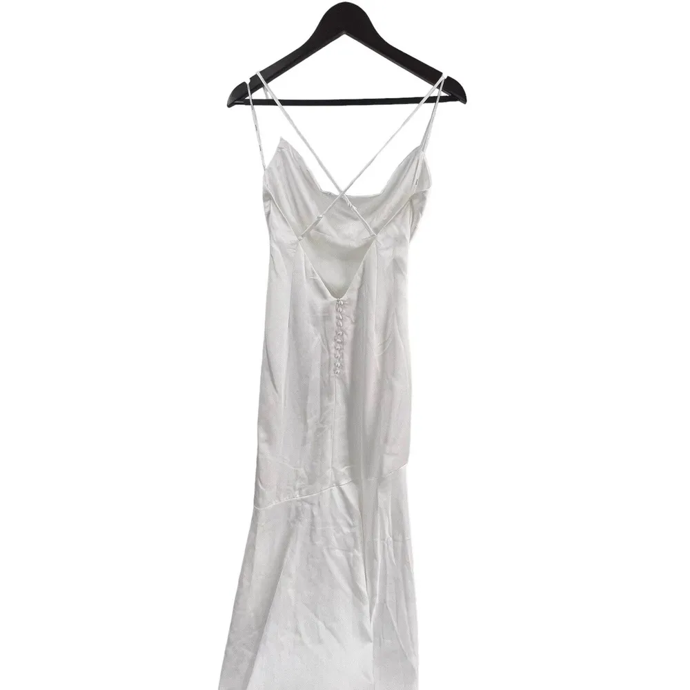 Elliatt Dress Skylar White Satin Long Deep Back Wedding Beach Lux Draping S New - Image 10