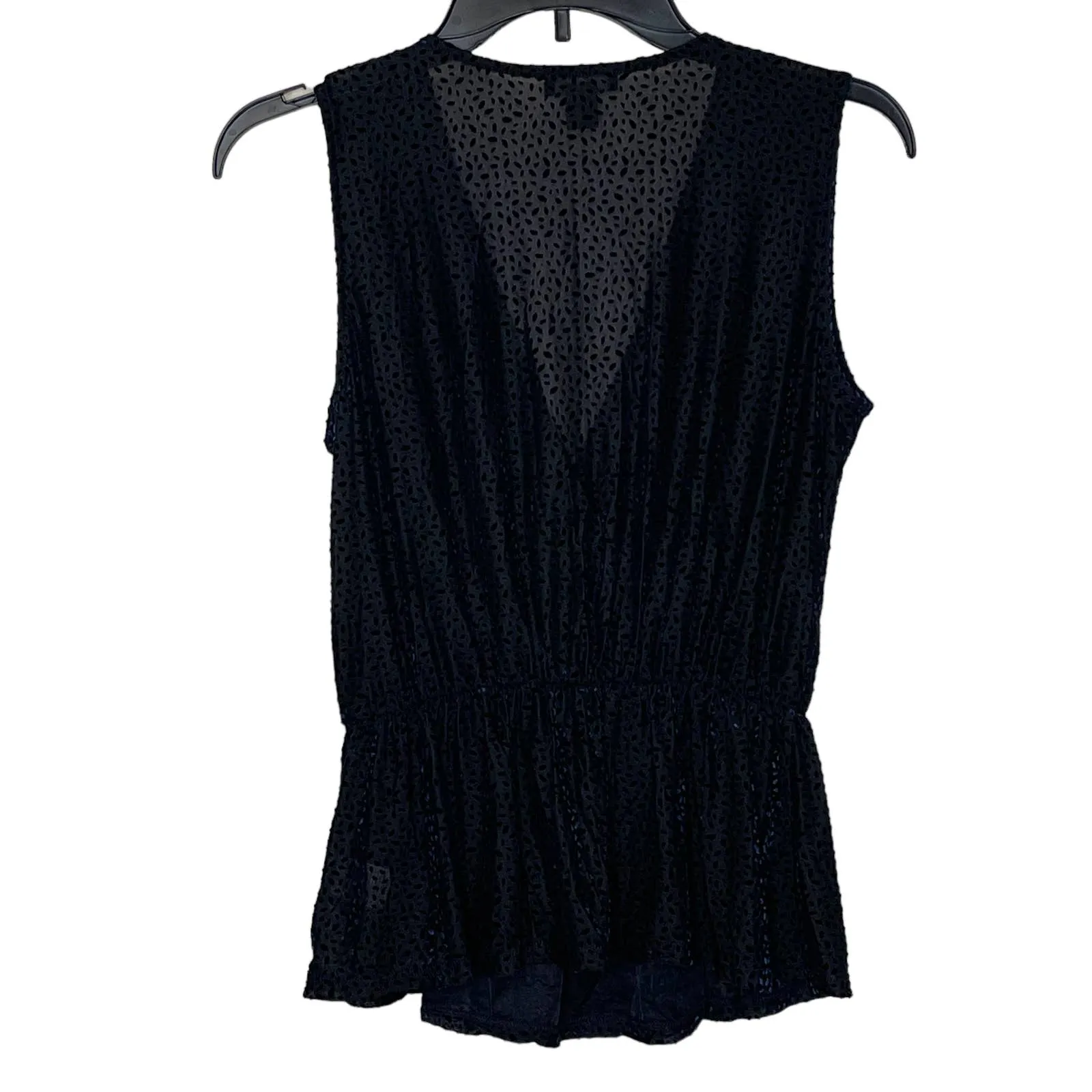 Halogen Women Size XS Flocked Oval Blue‎ Peplum Sleeveless Top Deep V-Neck NWT - Image 8