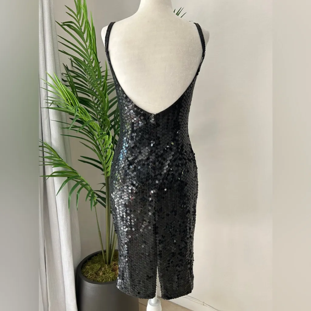 Oleg Cassini  Black Sequin Mini Dress - Image 11
