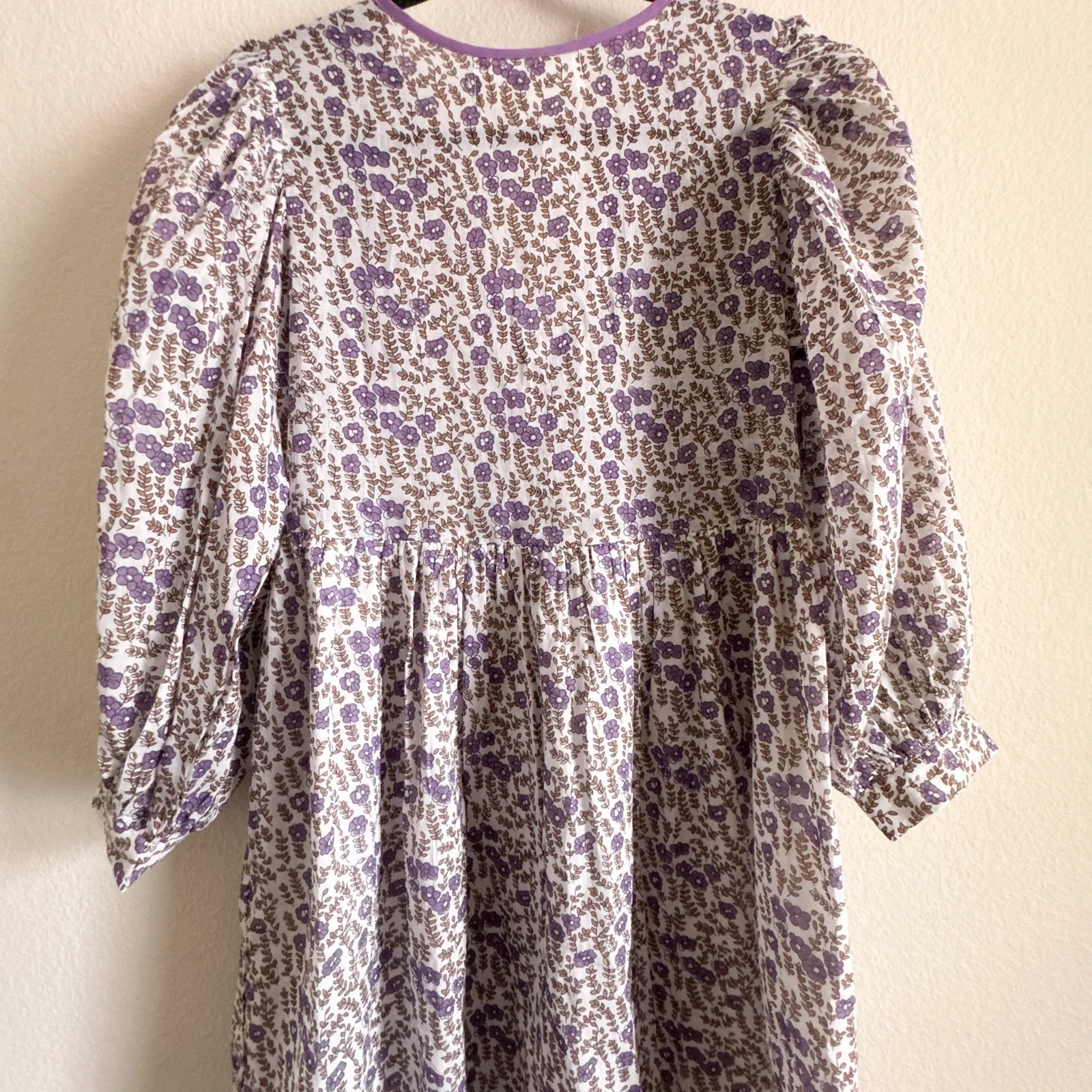 Daughters of India Binita Mini Dress Violet Floral Boho Cotton XS NWT Purple - Image 12