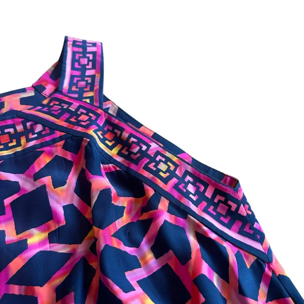 Alice & Trixie Colorful Shift Dress Halter Style 100% Silk Geometric Size Medium - Image 3