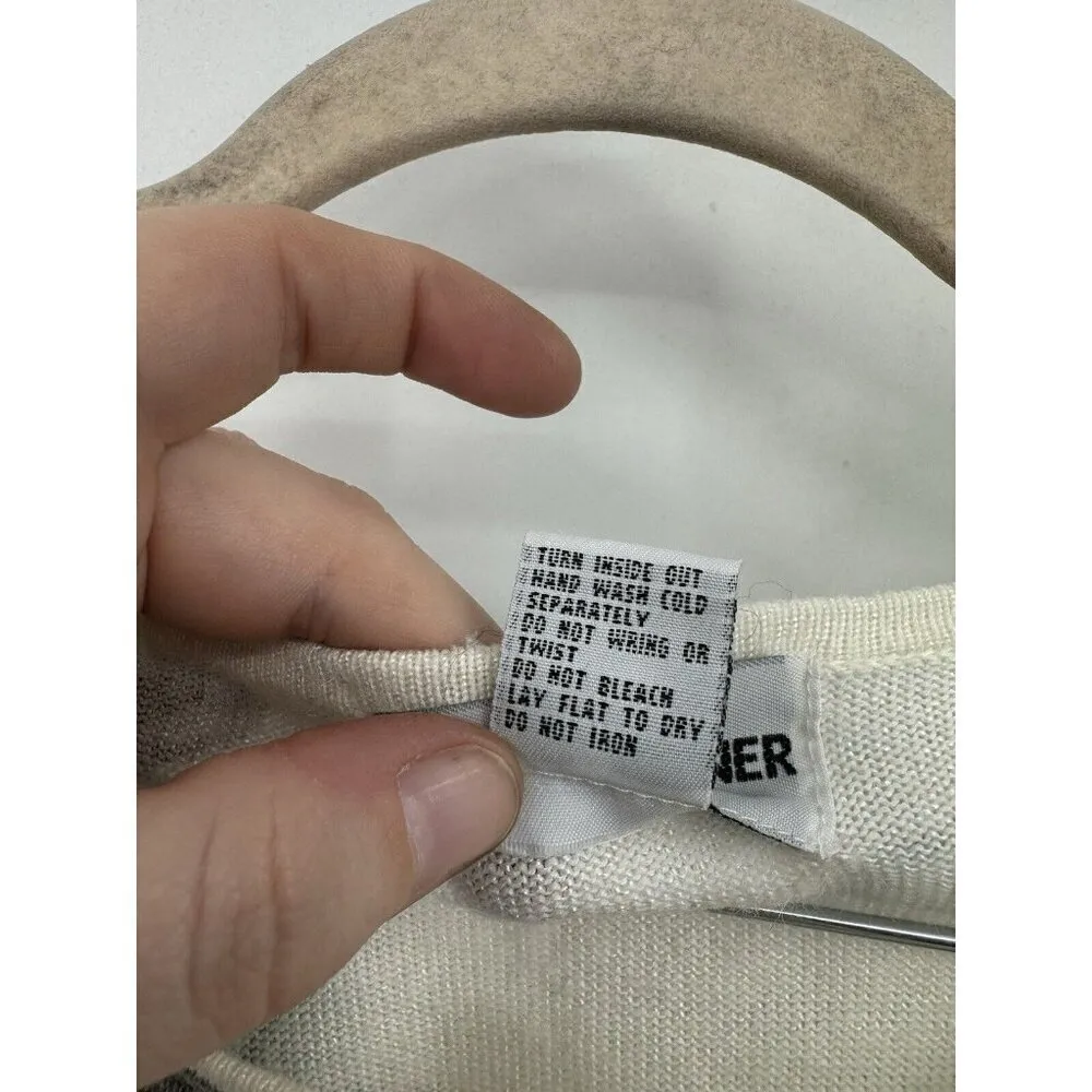 VTG Alfred Dunner‎ Sweater Women XL Cream Grandma Granny Floral Beaded Coastal - Image 4