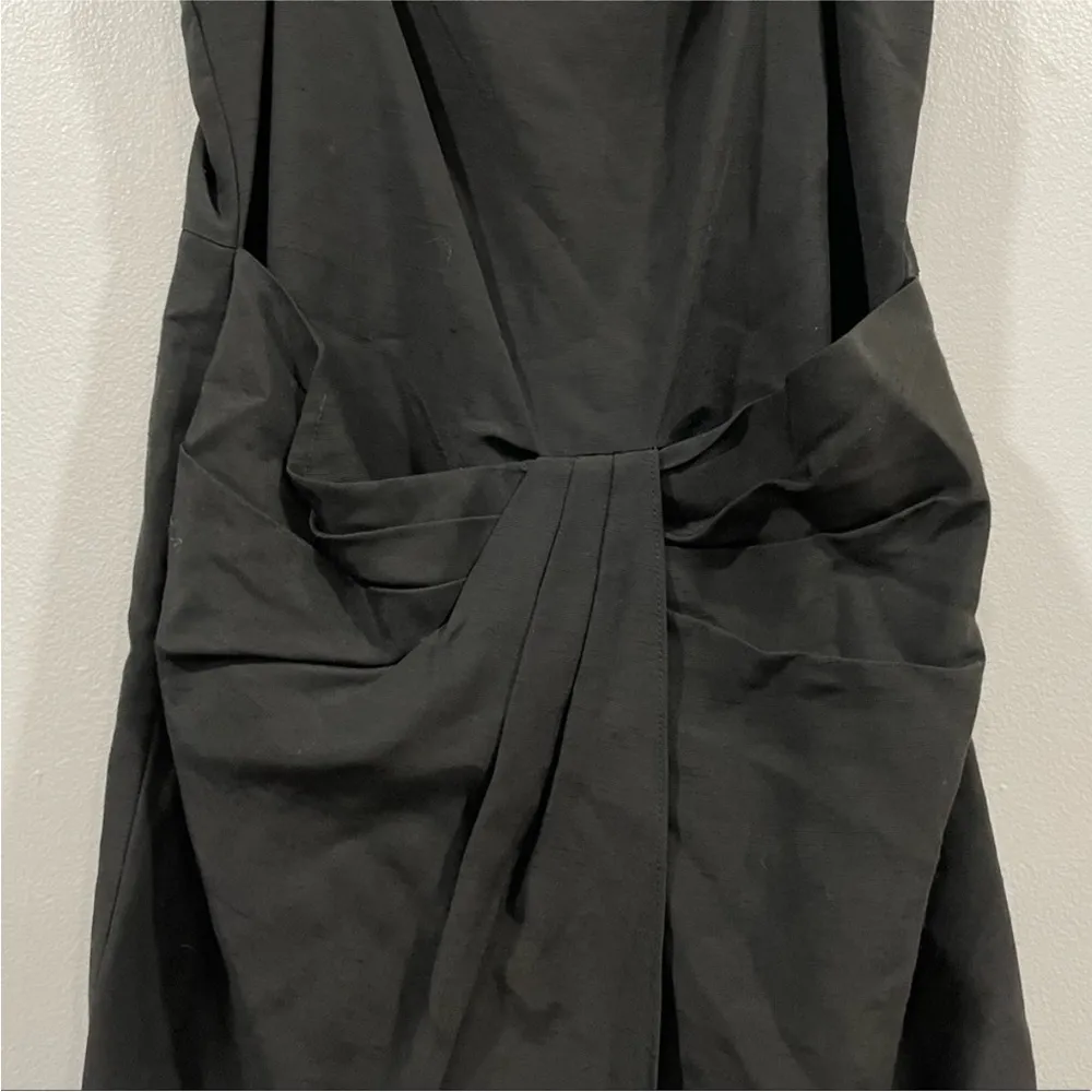 Frame Twist Front Shantung Midi Dress Noir Black XS - Image 5