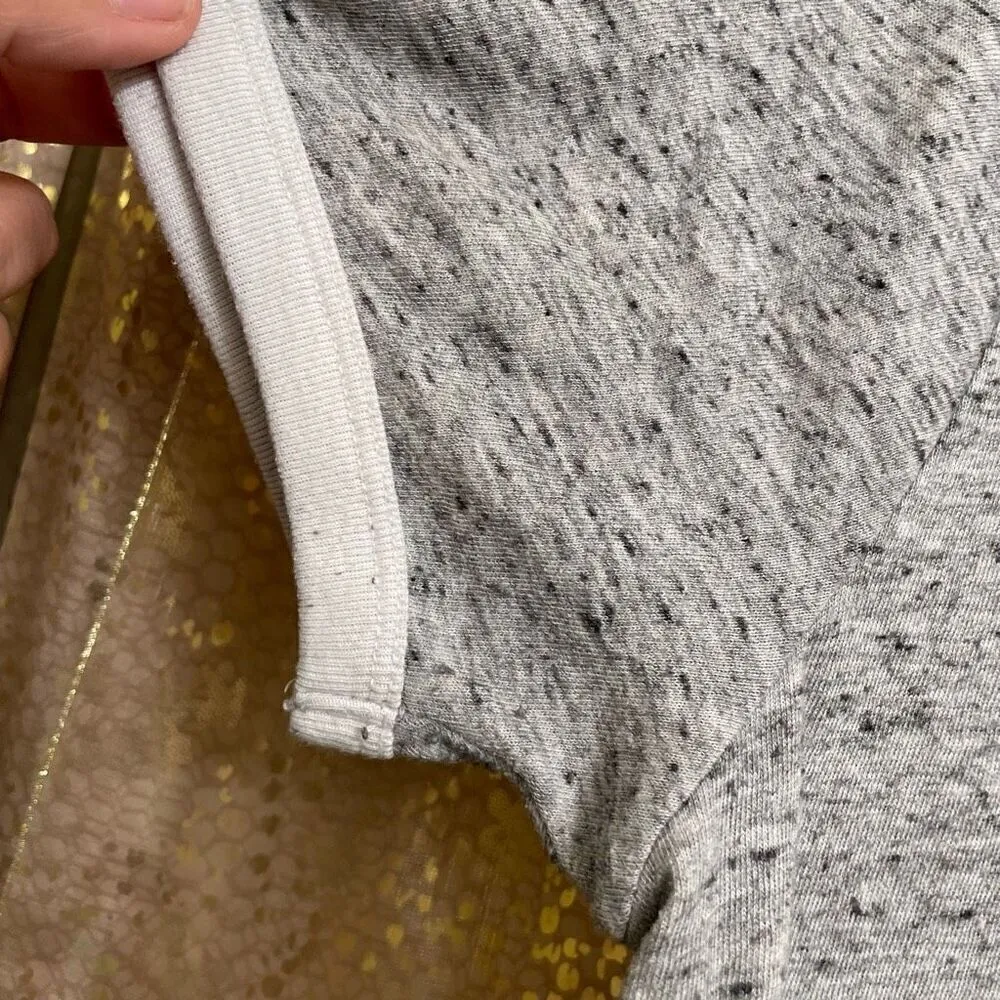 PINK Victorias Secret Heather Gray White Ringer Stretchy T Shirt Large - Image 5