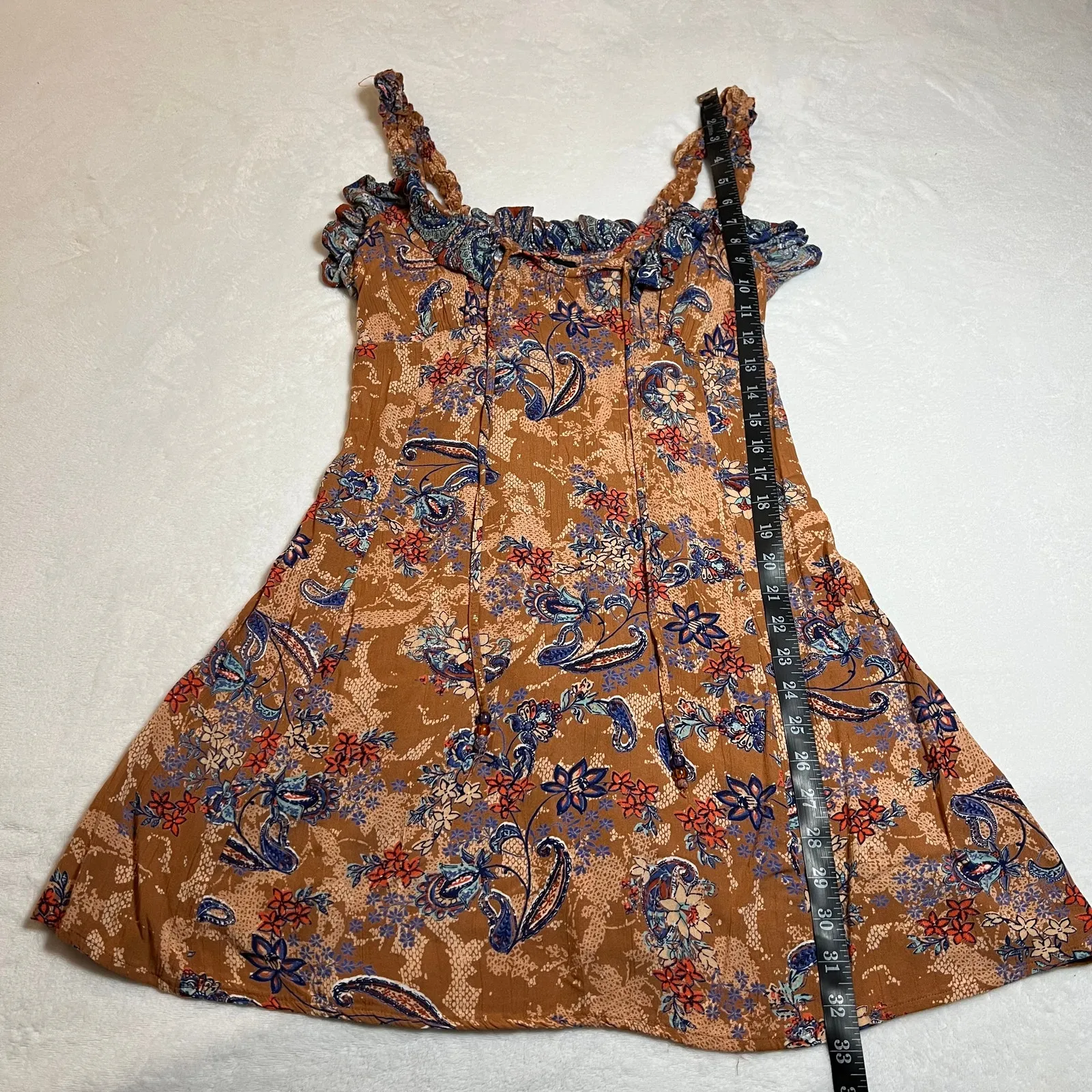 Angie Women's Ruffle Sleeve Tank Mini Dress Size S Western Peasant Festival - Image 9