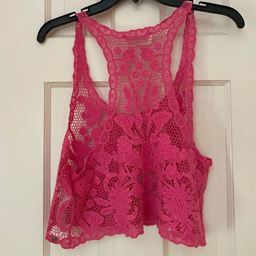 Abercrombie Pink Lace Detail Crop Top - Image 2