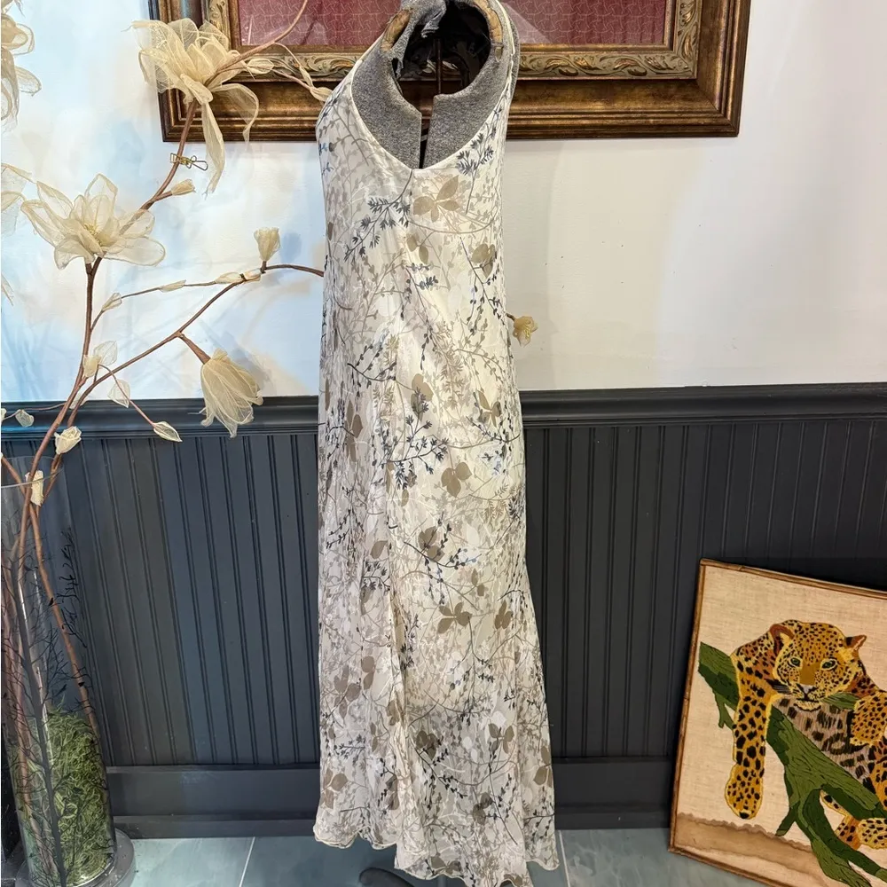 Gigi Moda Made in Italy Silk Blend Floral Flowy Dress ~ Size Medium 💛🍄 White - Image 5