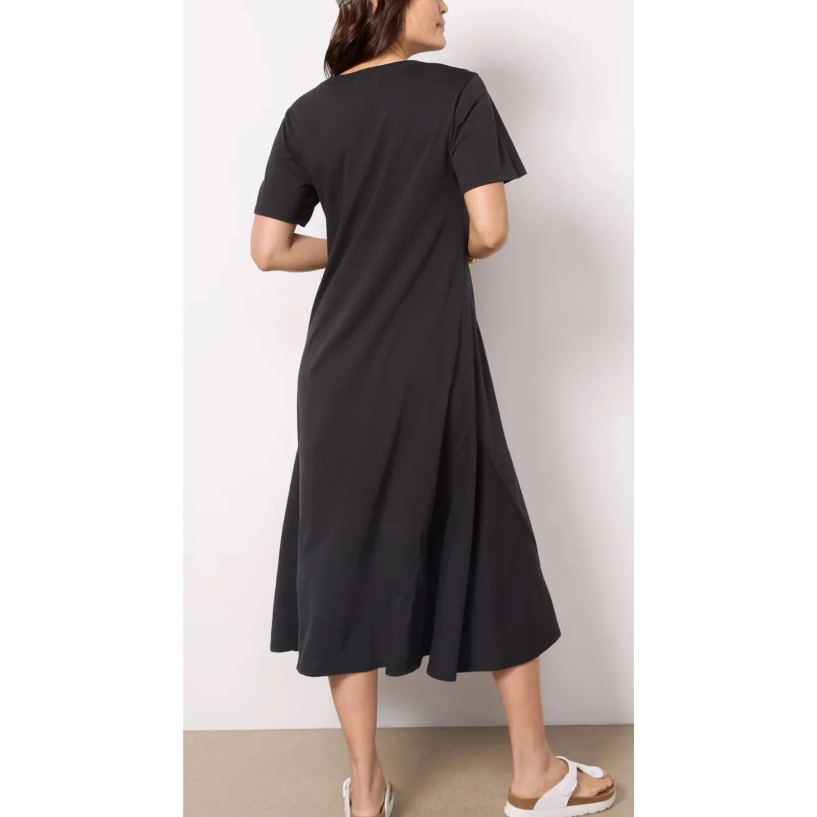 Nation LTD Black Organic Cotton Midi Dress M Evereve Sustainable Minimalist - Image 2