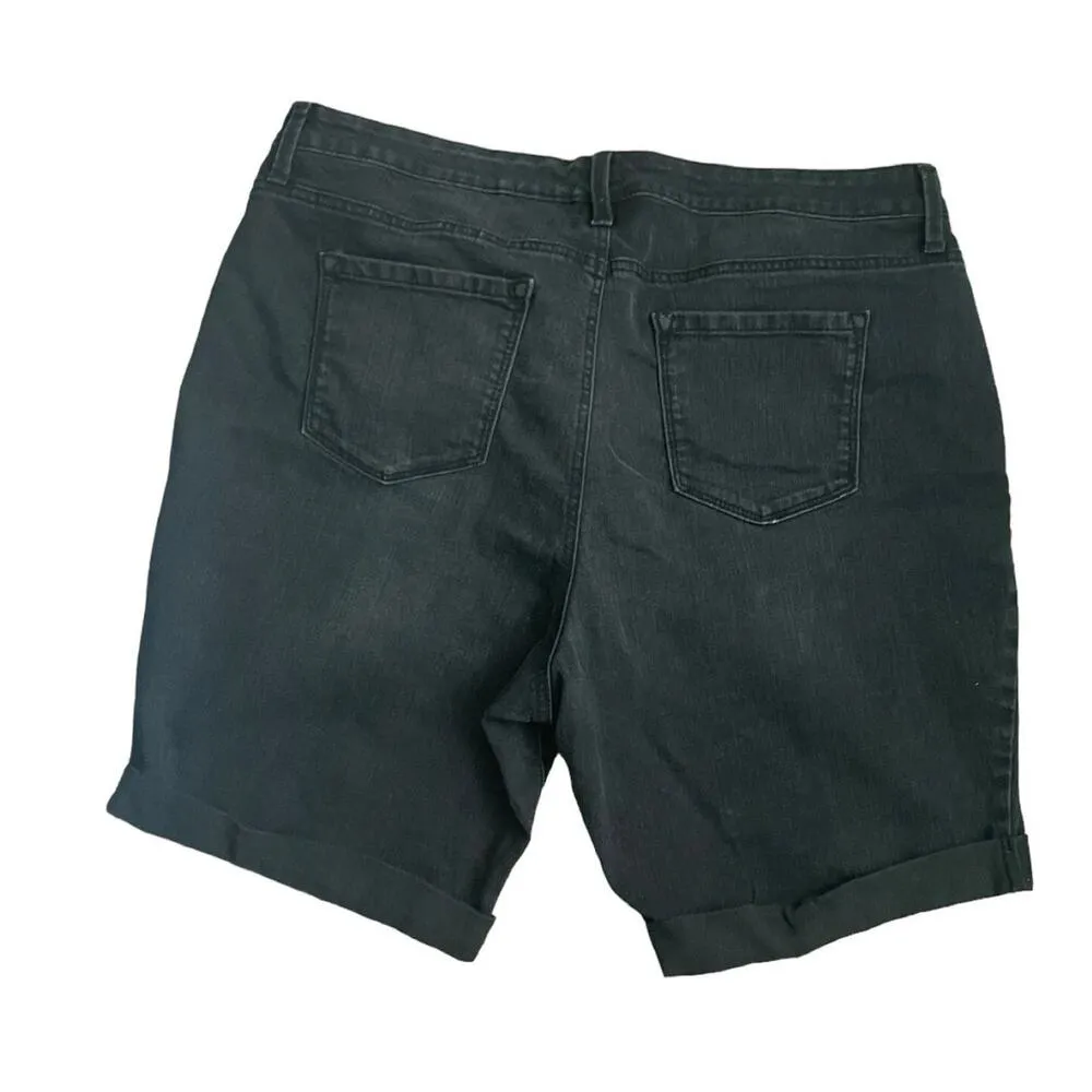 Style & Co Women Cuffed Bermuda Shorts Minimalistic Size 20W Black Neutral Denim - Image 3
