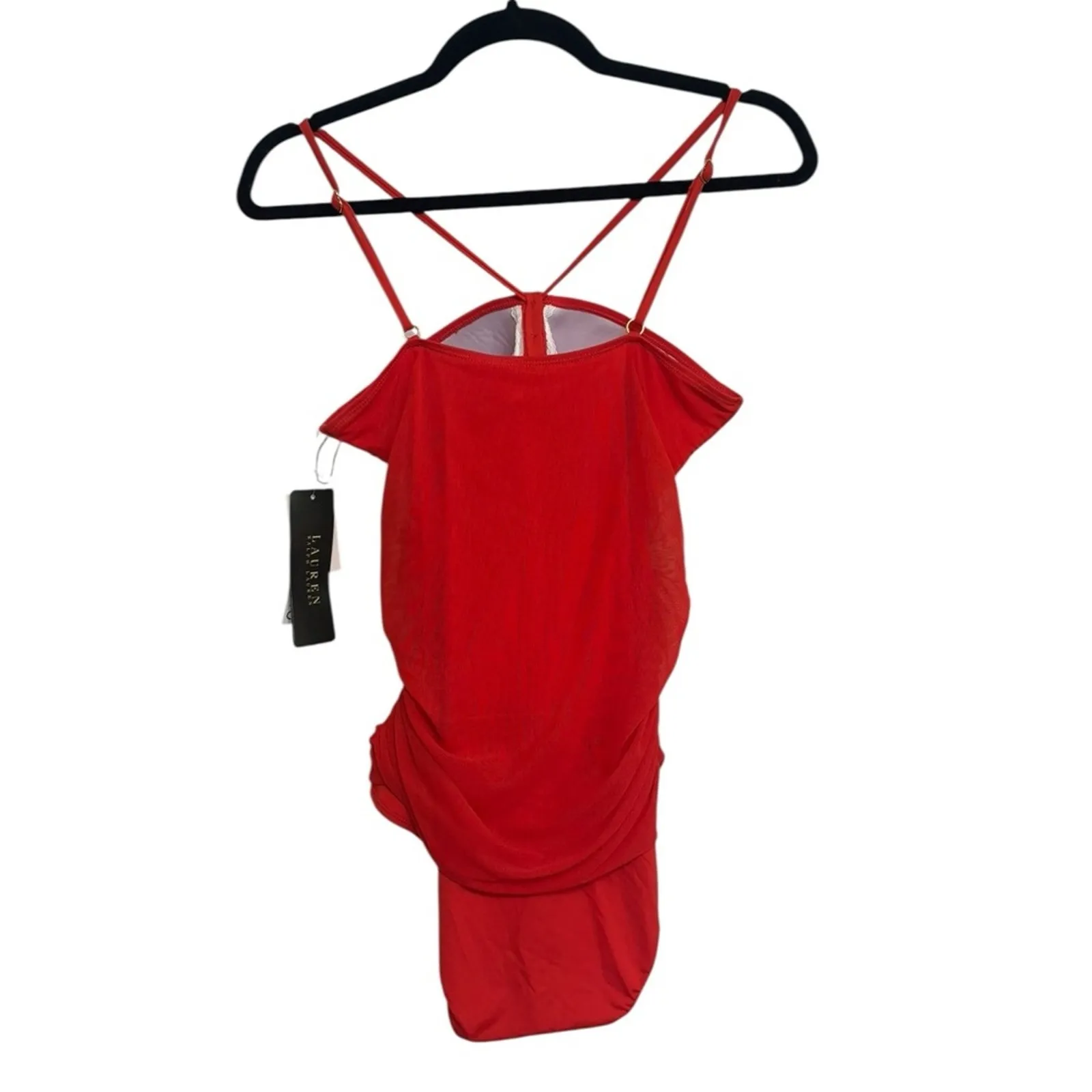 NWT Lauren Ralph Lauren One Piece Swimsuit in Bright Red - Size 12 - Image 4