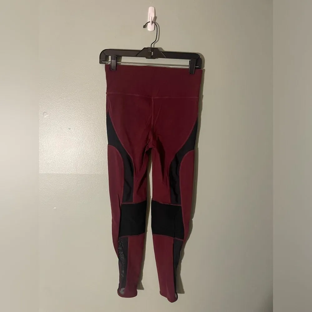 Free People Movement Cool Rider Maroon Front Zip Yoga Athletic Leggings SZ s Red - Image 5