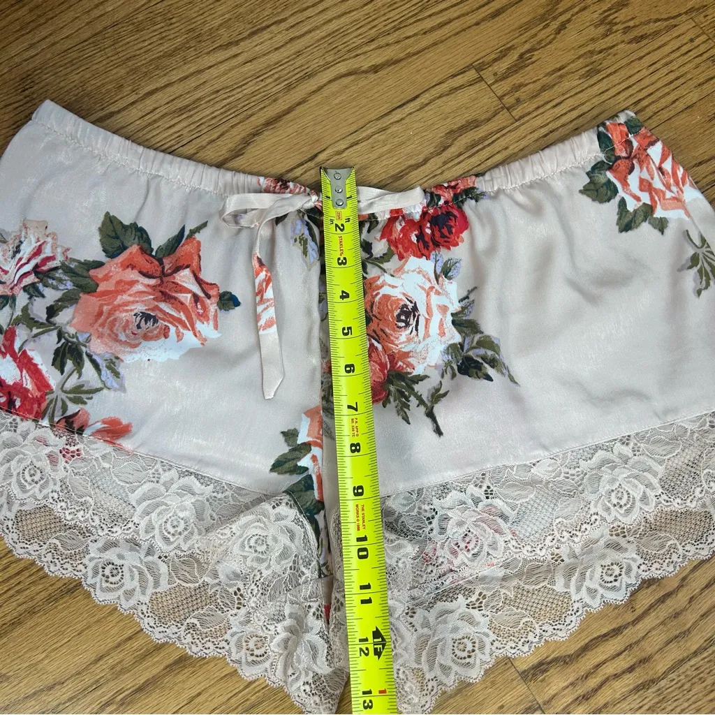 IN BLOOM By JONQUIL Floral Pajama Satin Lace Cami and Shorts Set Size XL Pink - Image 15