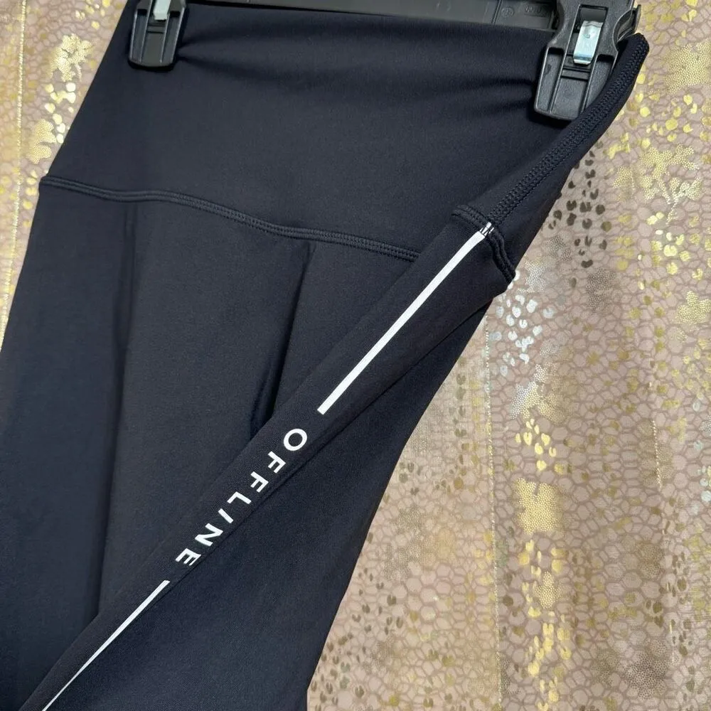 Aerie OFFLINE Goals Logo Leggings Black 7/8 Length Hi Rise Small NWT - Image 5
