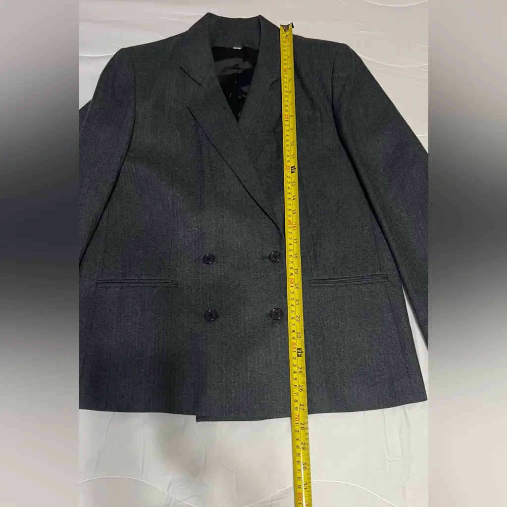 Vintage Peabody House 100%Wool Women's Jacket/ Blazer Skirt Business Set Gray Size 12 - Image 2