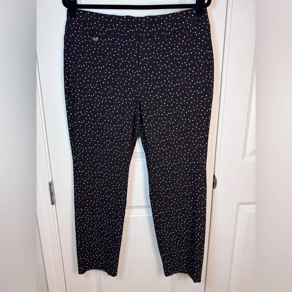 Catherine Malandrino Polka Dot Slim Ankle Pants Black Stretch Large Workwear - Image 5