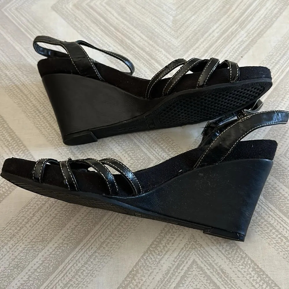 A2 Women’s Black Strappy Wedge Sandals - Image 3