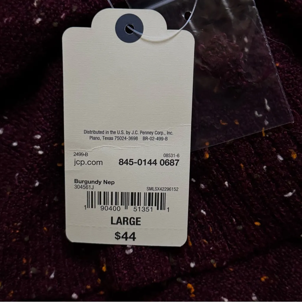 St. John’s Bay Women's Knit Cowl Neck Sweater Speckled Cabin Burgundy L NWT - Image 6