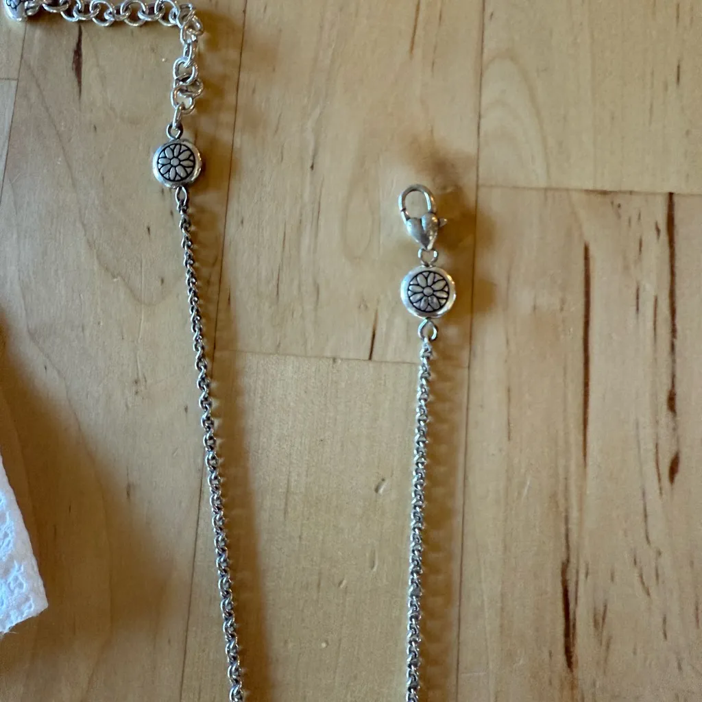 Brighton vintage sunflower yellow orange and silver reversible necklace - Image 5