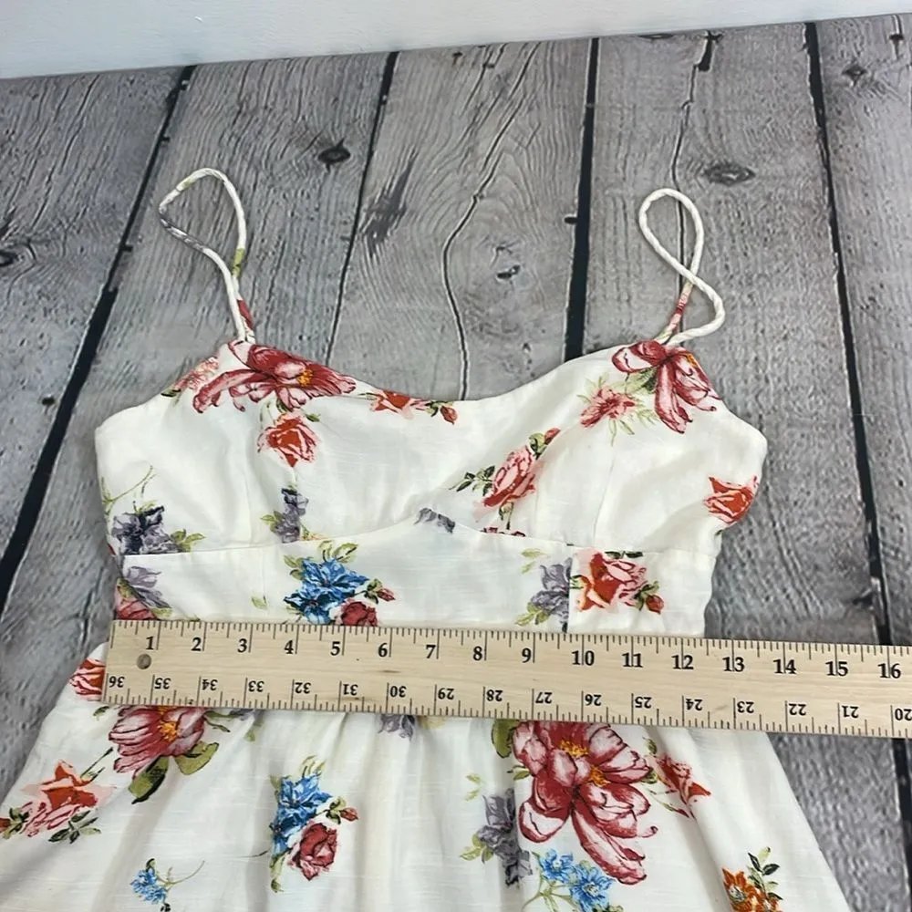 Zara Ecru Floral Print Mini Dress Floral Spaghetti Strap Dress size Medium - Image 10