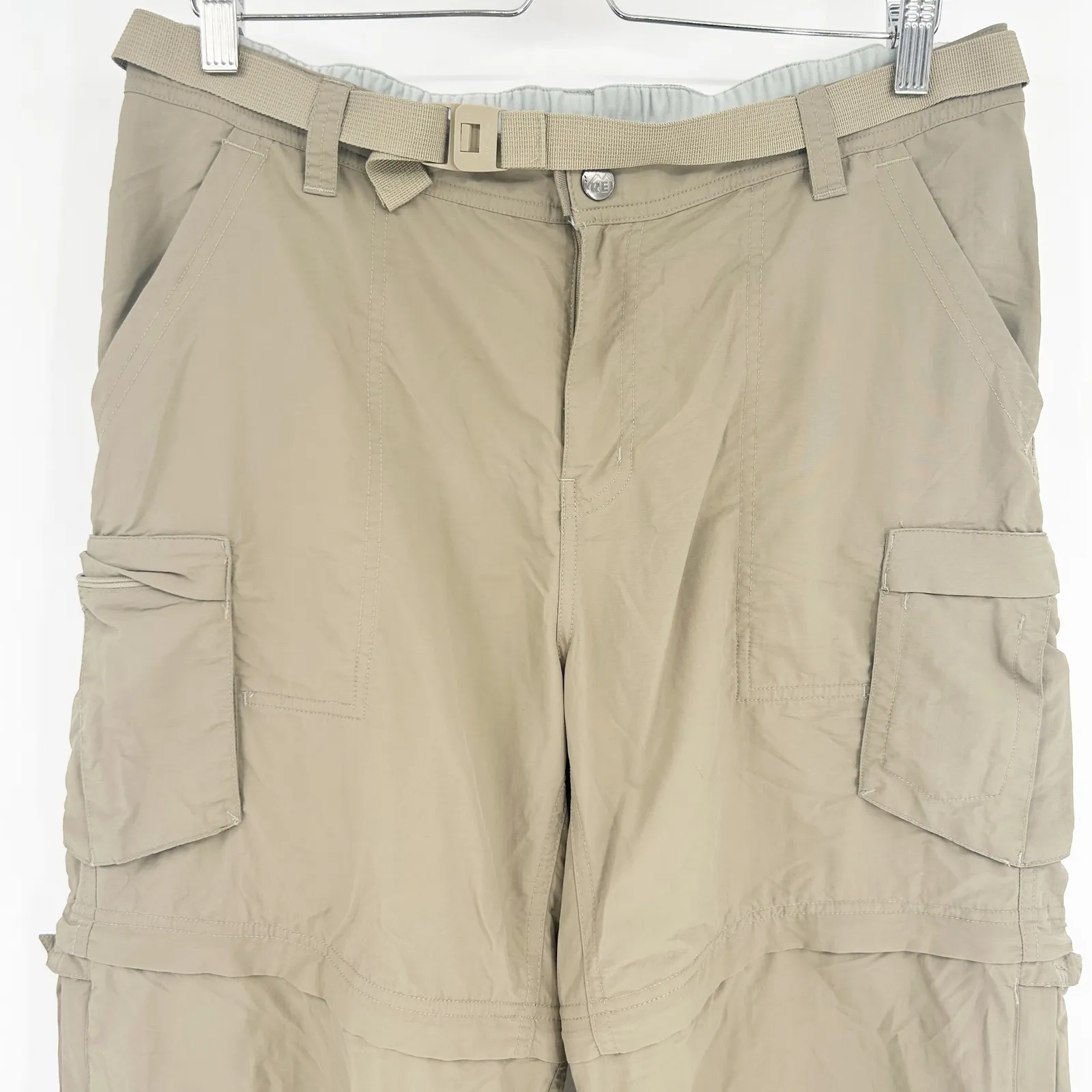 REI Womens Convertible Hiking Pants Size 12 Tan Outdoor Cargo Zip Off Gorpcore Tan - Image 3