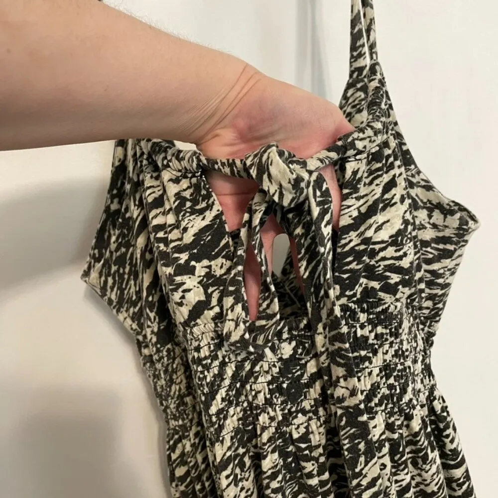 TORRID 1 Plus Size Feather Sleeveless Maxi Dress Cream Black Print Tie Back Boho - Image 14