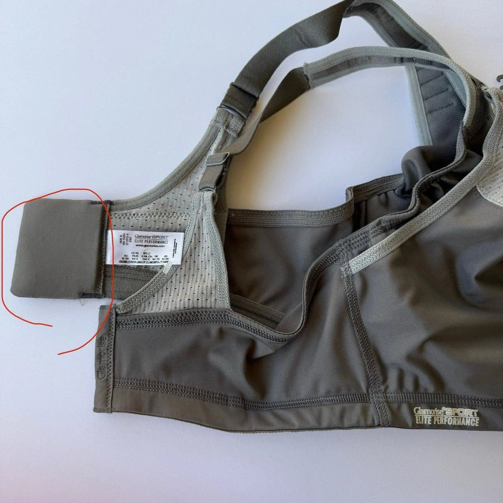 Glamorise Elite Performance Adjustable Wonderwire Sports Bra 40 DD Gray New Size undefined - Image 4