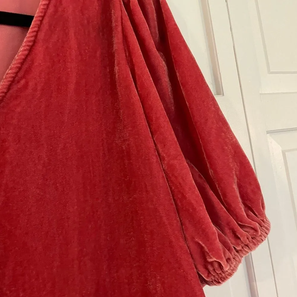 Loft crushed velvet puff sleeve top - Image 2