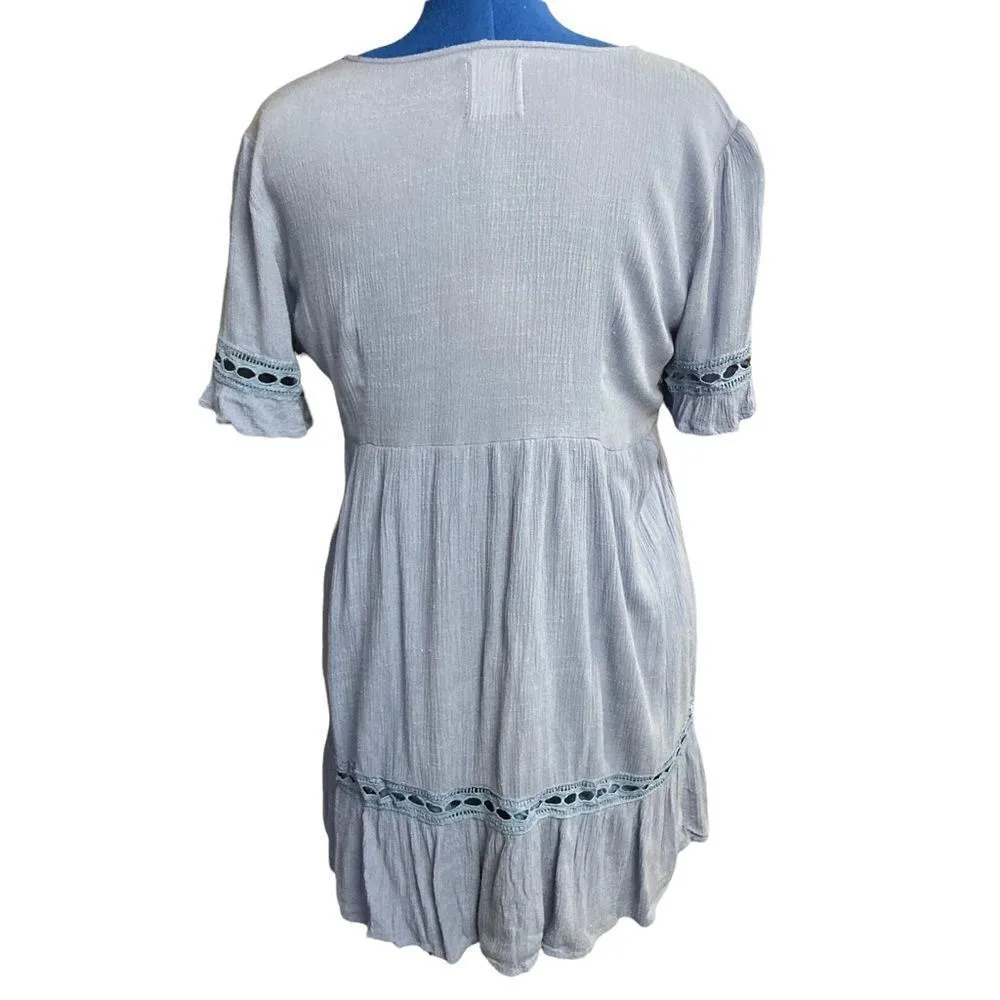 WILD BLUE SADIE ROBERTSON Blue‎ Dress Size Large Ruffle Cottage Core - Image 3