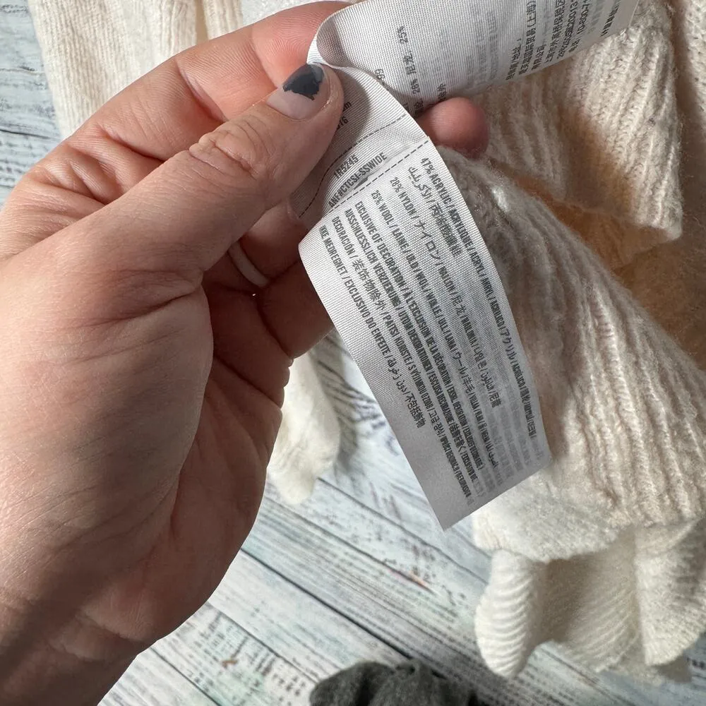 Abercrombie & Fitch Cream Open Front Knit Wool Blend Cardigan Sweater M/L - Image 3