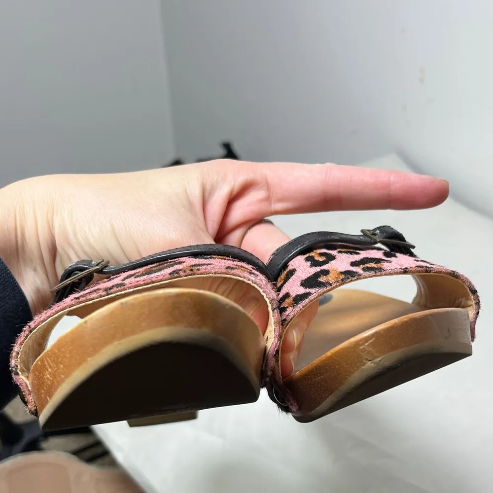 Gianni Bini Christy Leopard Print Calf Hair Wooden Base Slide Kitten Heel Sz 8.5 - Image 12