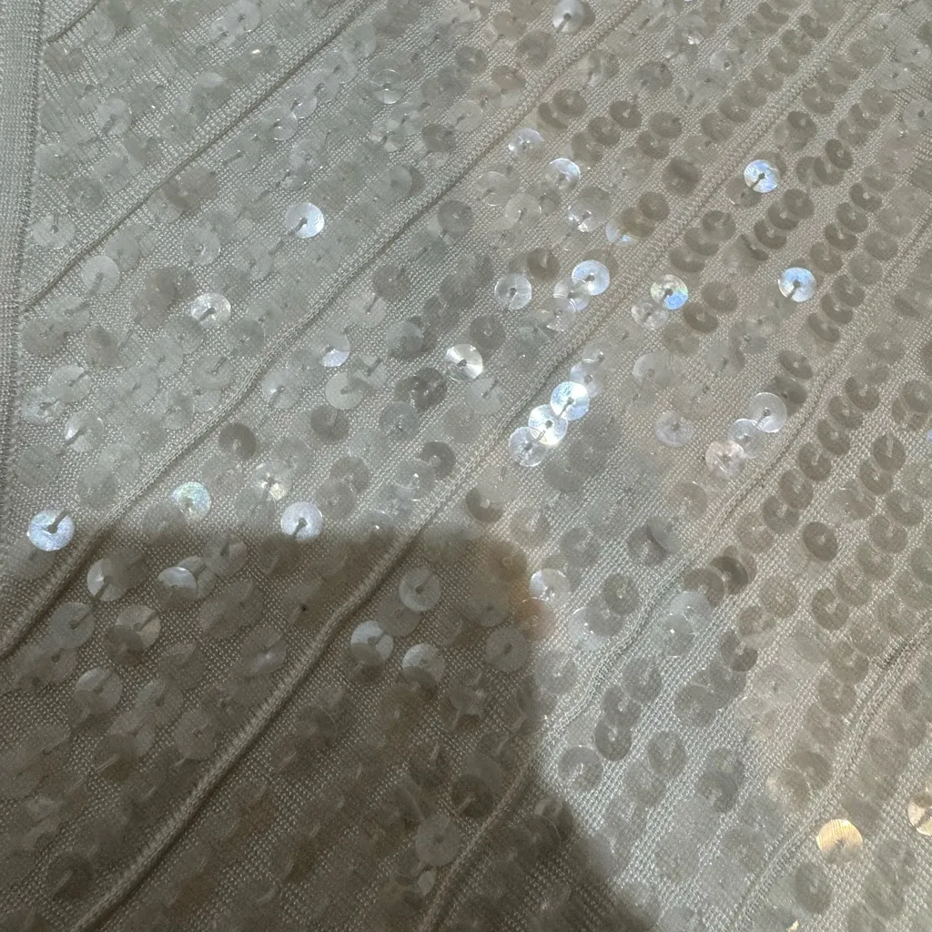 White House Black Market Sequin Halter Top Cream Size S - Image 5