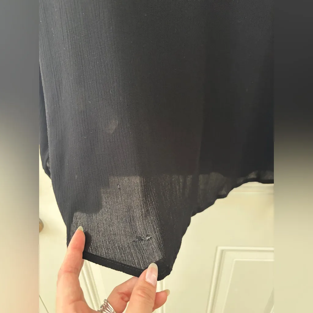 NWOT Ag Adriano Goldschmied Black Women's S Top Sheer Chiffon Bishop Sleeves - Image 8