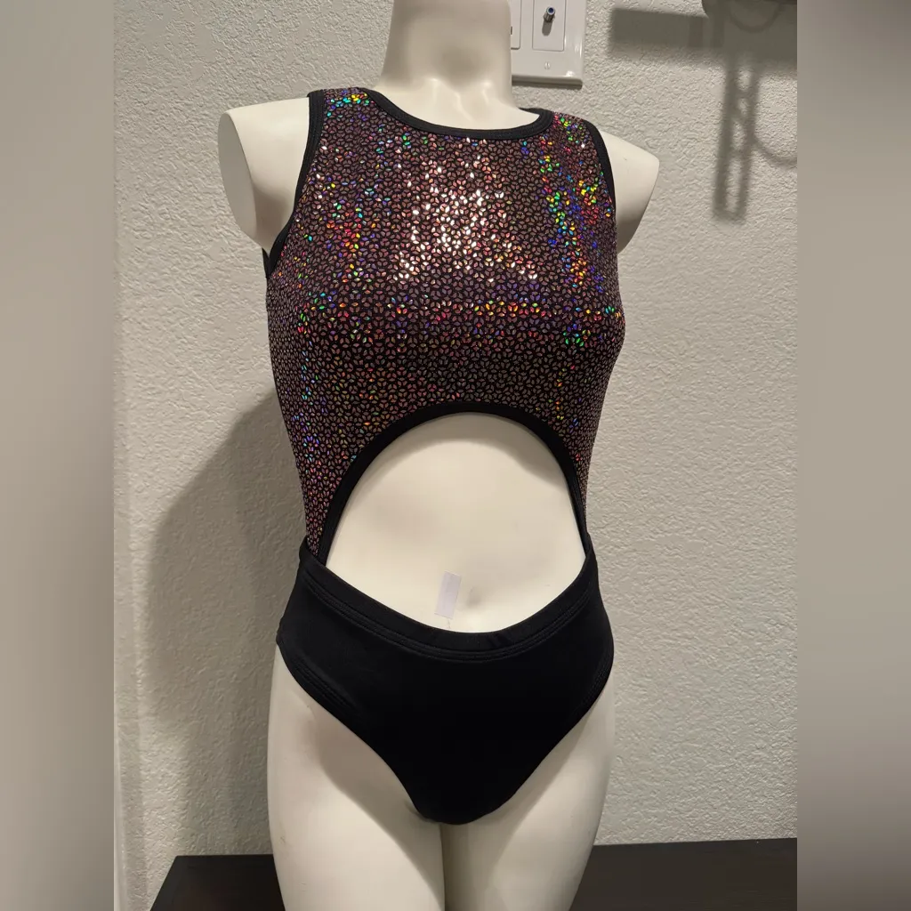 NEW Bandurska Black Contrast Sequin Angelica Polewear Rave Bodysuit One Piece S - Image 4