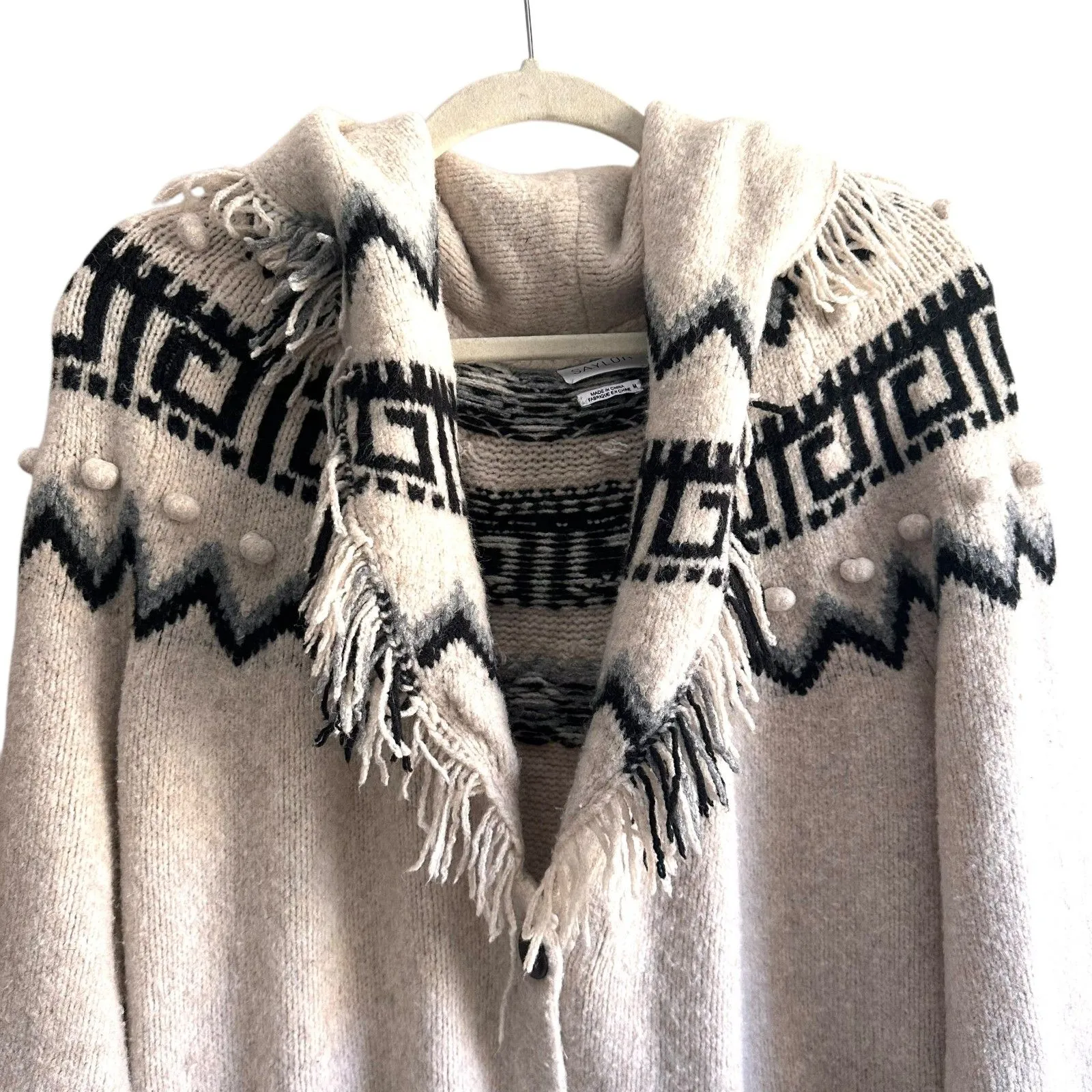 SAYLOR Vanisha Fringe‎ Wool Blend Cardigan Medium - Image 4