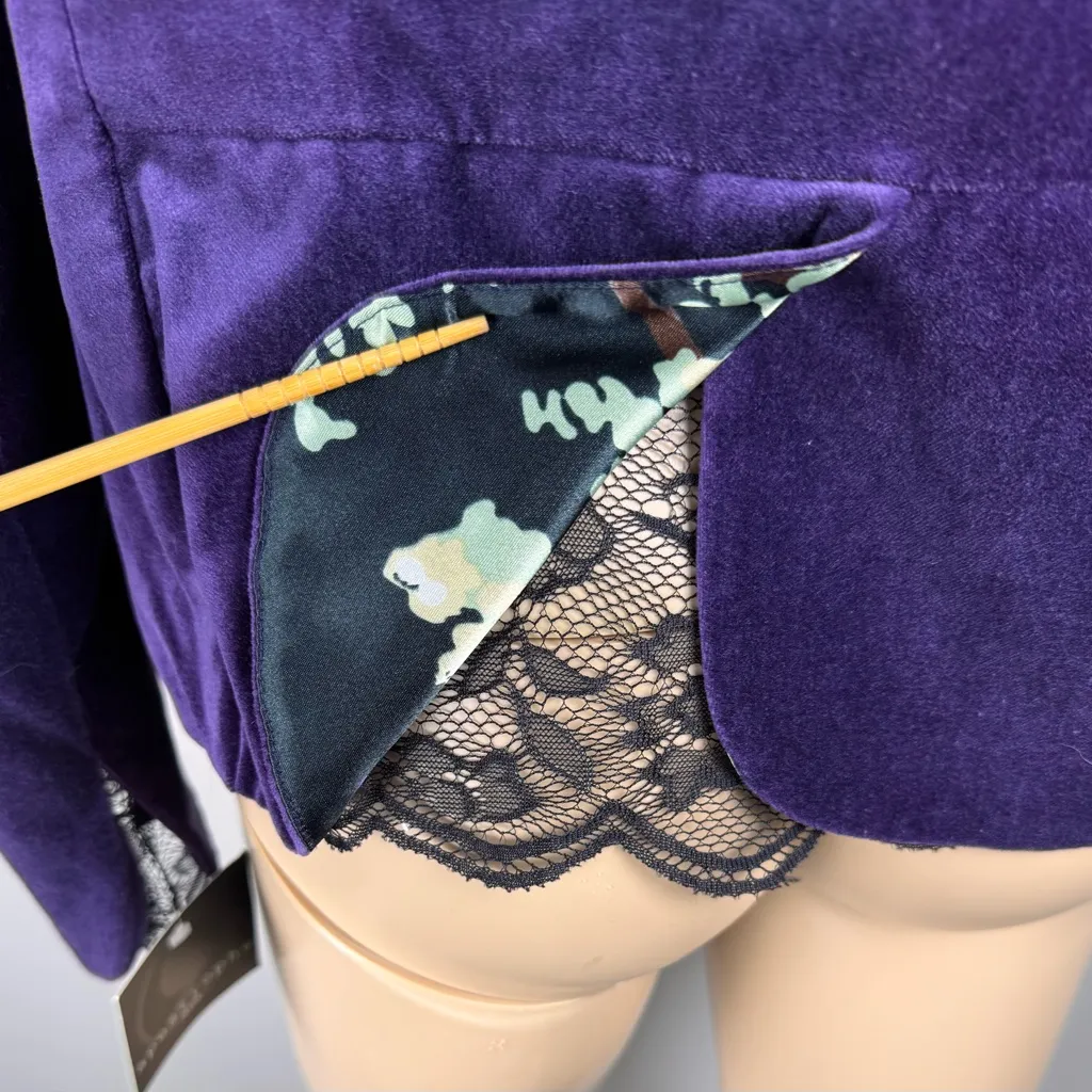 Apostrophe‎ Women's Purple Velvet Blazer Black Lace Sz 6P color purple  NWT - Image 6