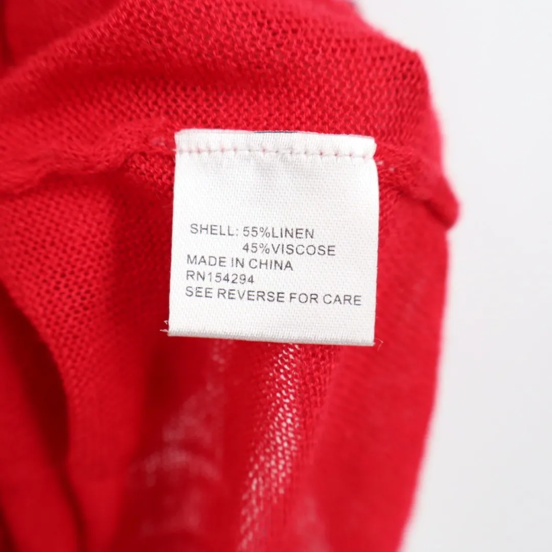 Central Park West Red Linen Viscose Tank Tassels Pom Pom Embellished Size L - Image 4