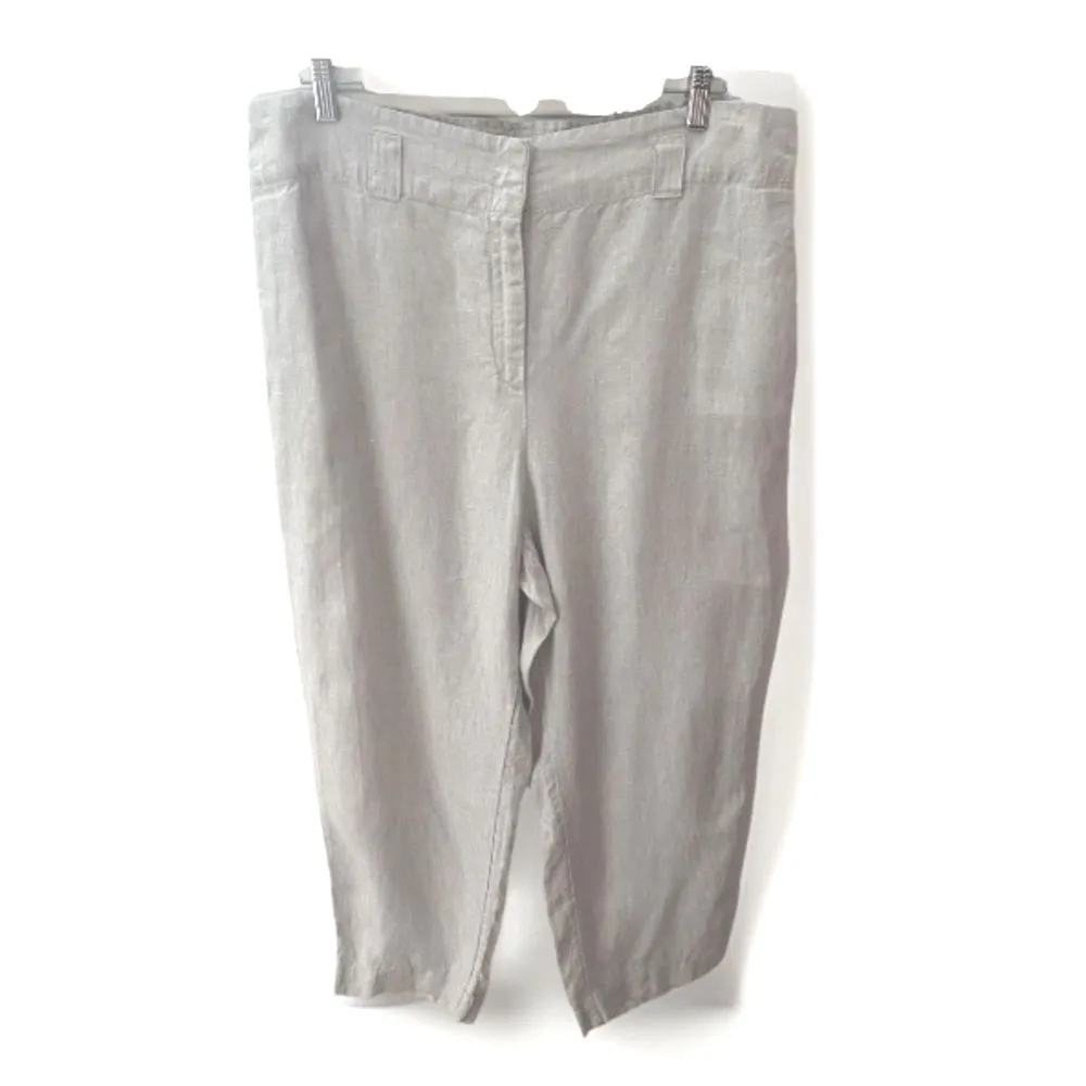 Chico’s Linen Crop Pants Women’s 16 Gray Stretch Waist Relaxed Coastal Lagenlook - Image 2