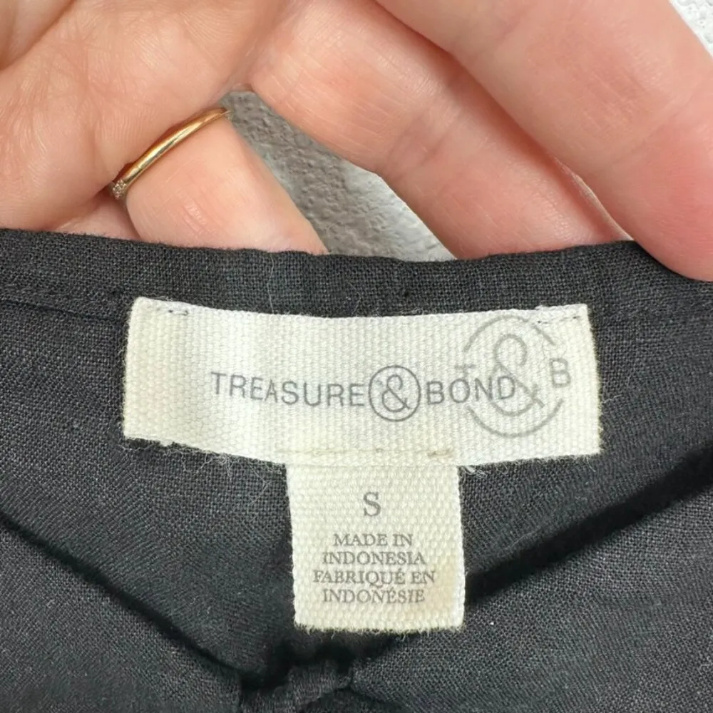 Treasure & Bond Nordstrom Black Puff Sleeve Babydoll Sweetheart Neckline Blouse - Image 3