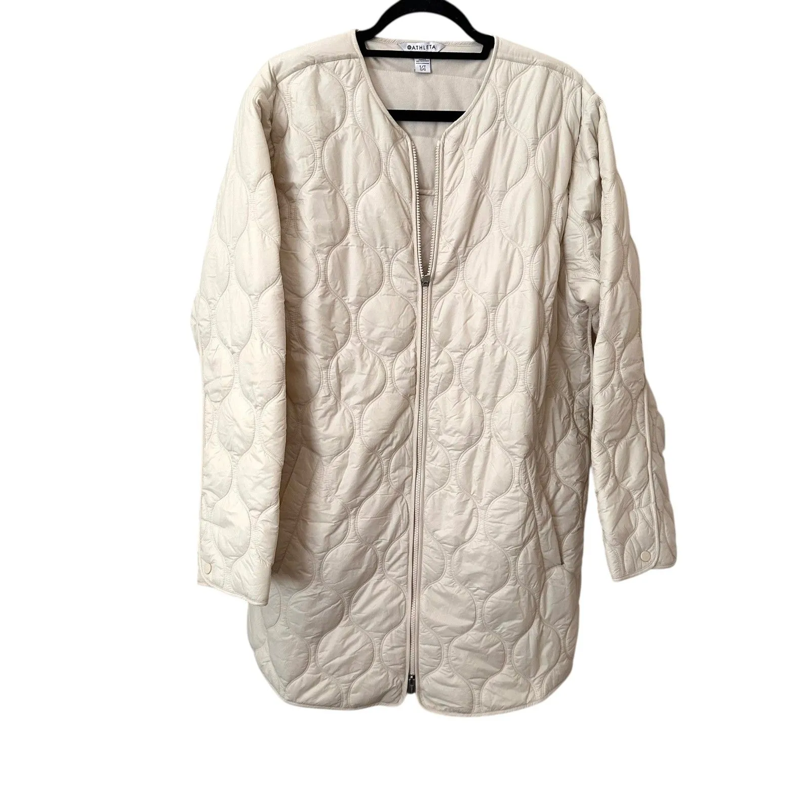 ATHLETA Alight Quilted Jacket Ivory‎ NWOT Large - Image 3