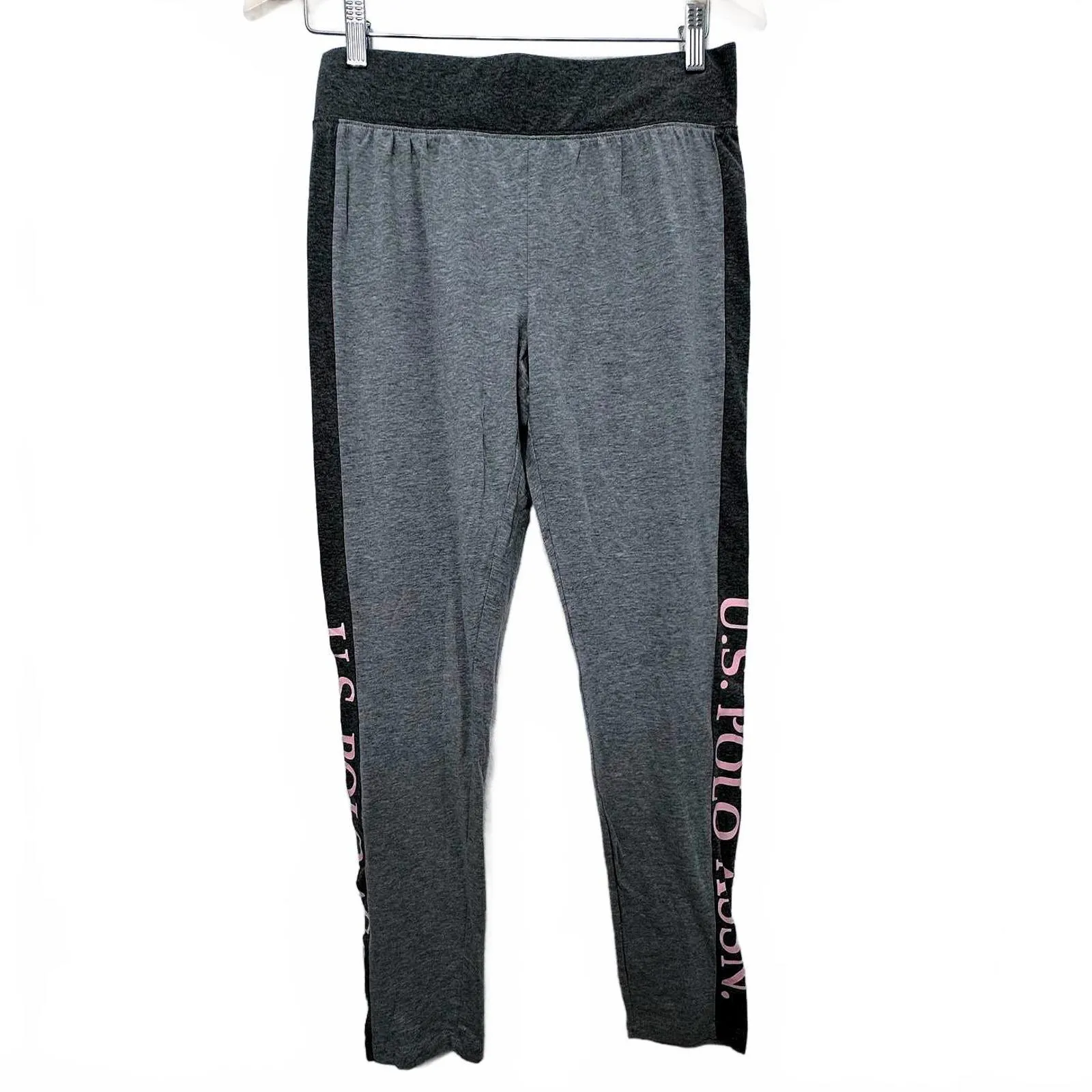 U.S. Polo Assn. Women's Gray Leggings with Pink Detail Size M - Image 2