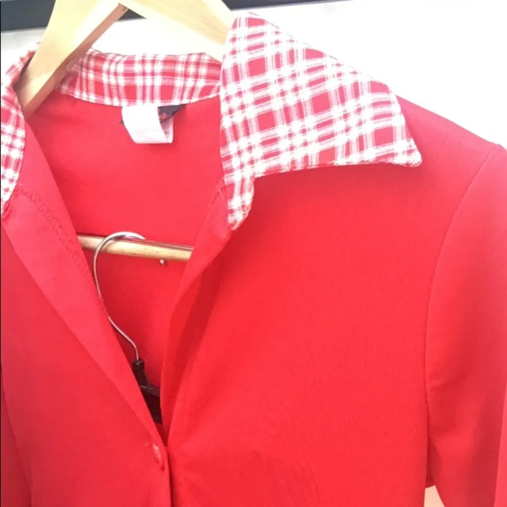 Vintage Women’s Contrast Red and White Maxi Skirt Single Button Jacket Set Size M - Image 3