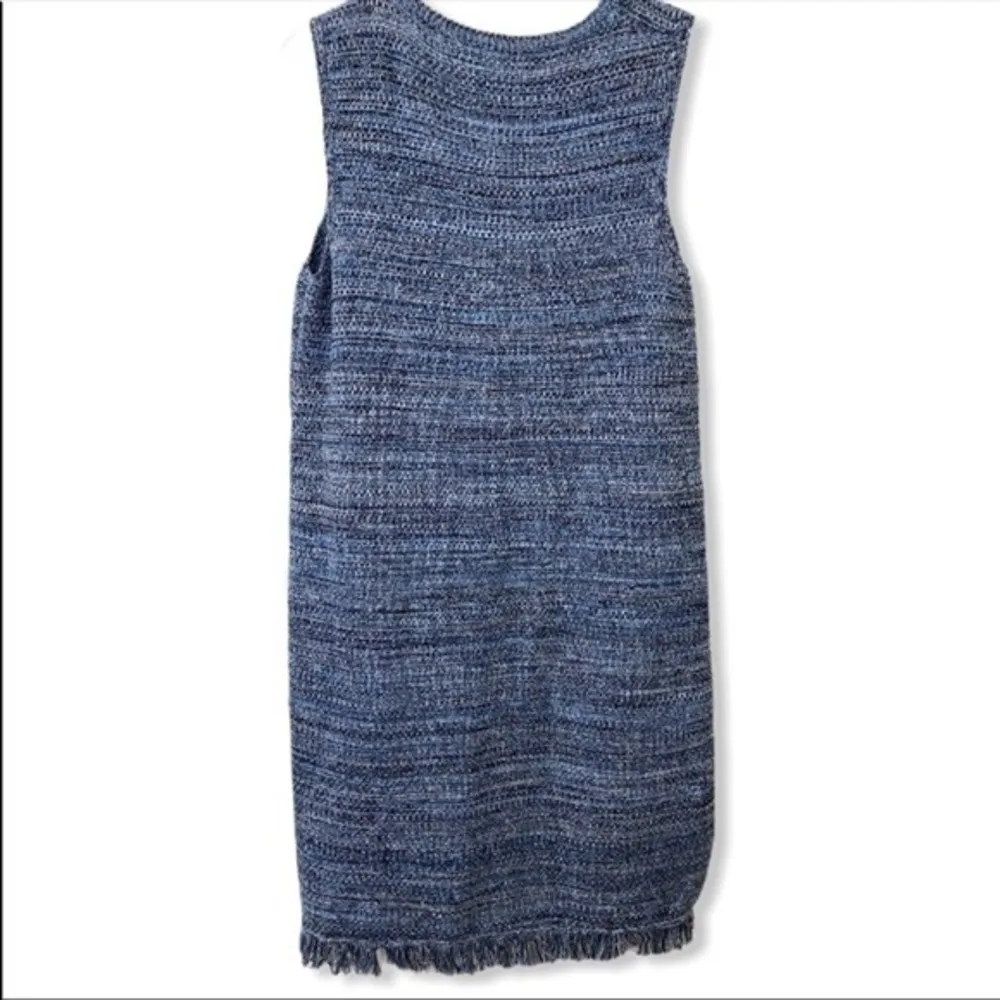 ANTHRO HOLDING HORSES BLUE MOTIF FRINGE SLEEVELESS SCOOP NECK DRESS - Image 7