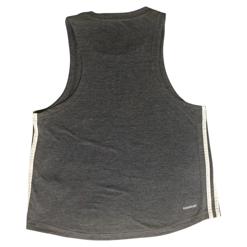 ADIDAS AEROREADY Sleveeless Tank Top M Gray Athletic Tee Lightweight&Breatheable - Image 2