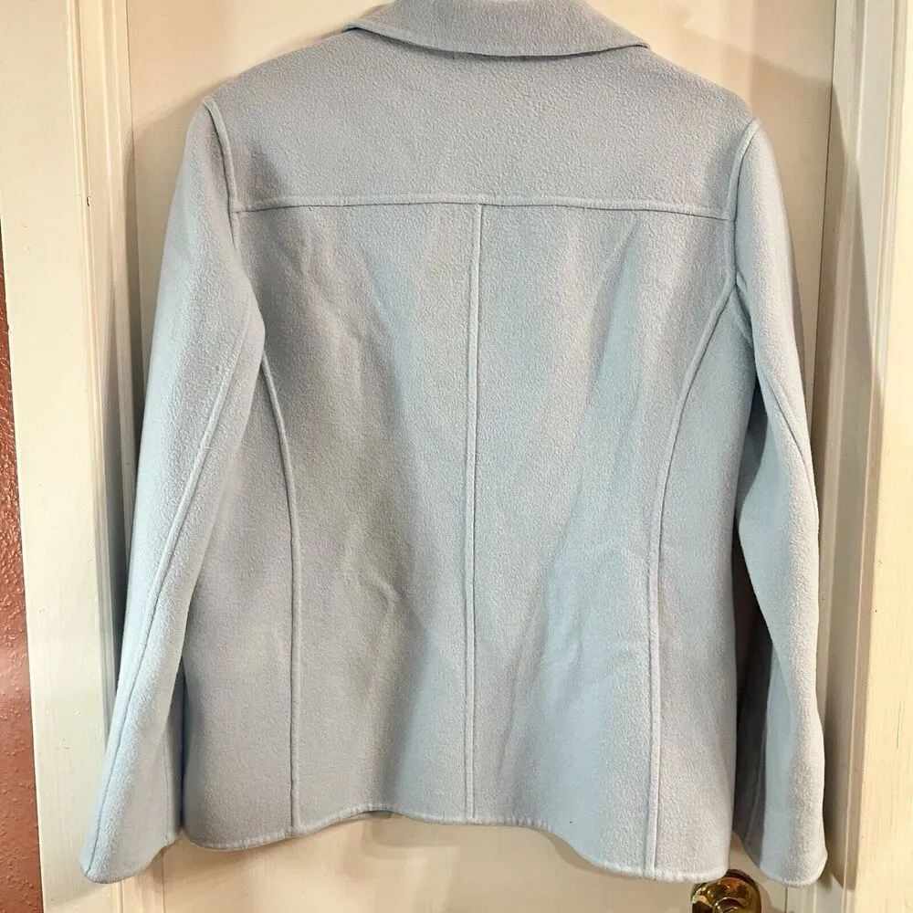 VTG Dressbarn Light BLUE OPEN FRONT 100% Wool Blazer JACKET Sz 10 Star Patches - Image 2