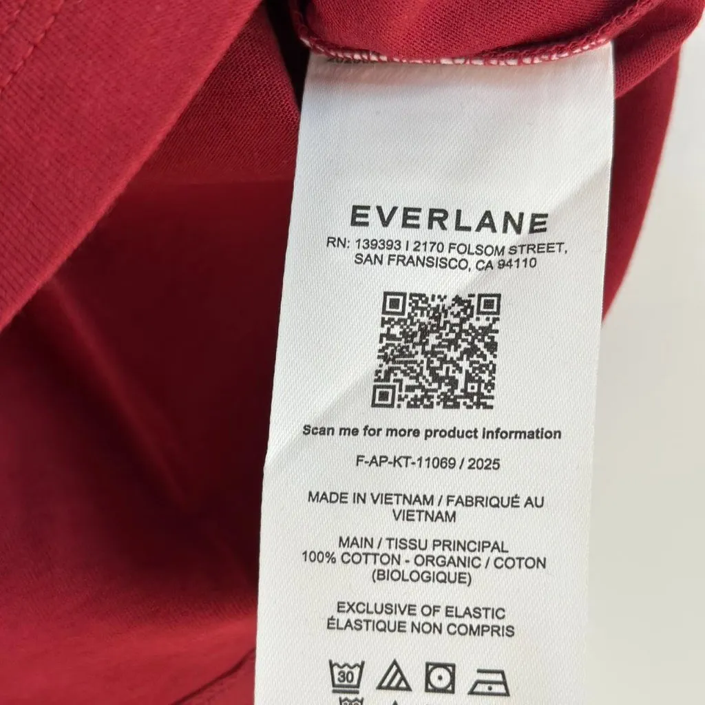 Everlane The Box Cut Tee in Essential Cotton with Pocket in Merlot, Size Small - Image 6