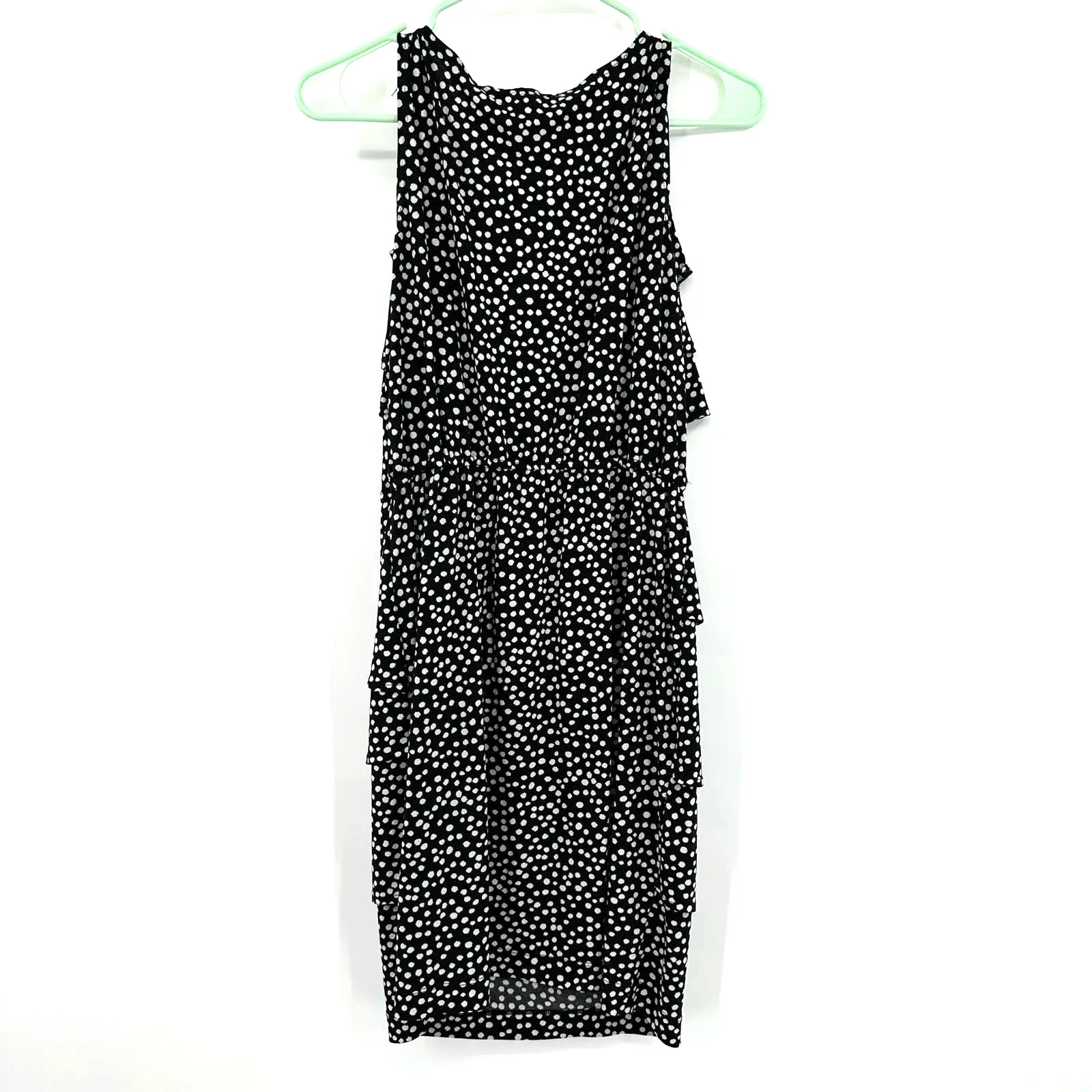 Danny and Nicole size small black with‎ white polka dots sleeveless tiered dress - Image 2