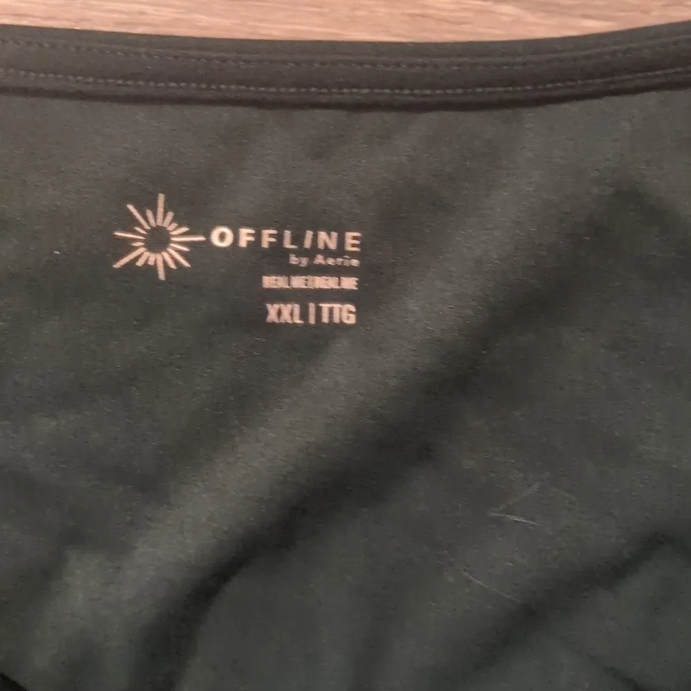 Aerie Offline Real Me Green Long Sleeve Cinch Crop Top Size XXL - Image 2